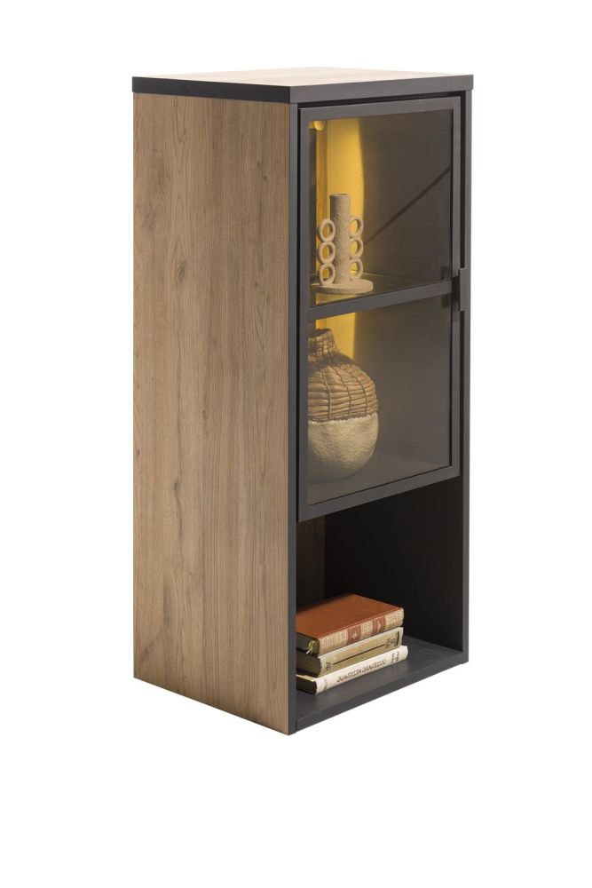 Avalon, hang- en staand mogelijk - element 45 cm - 1-glasdeur +1-niche (+ LED) - natural Avalon, hang- en staand mogelijk - element 45 cm - 1-glasdeur +1-niche (+ LED) - natural