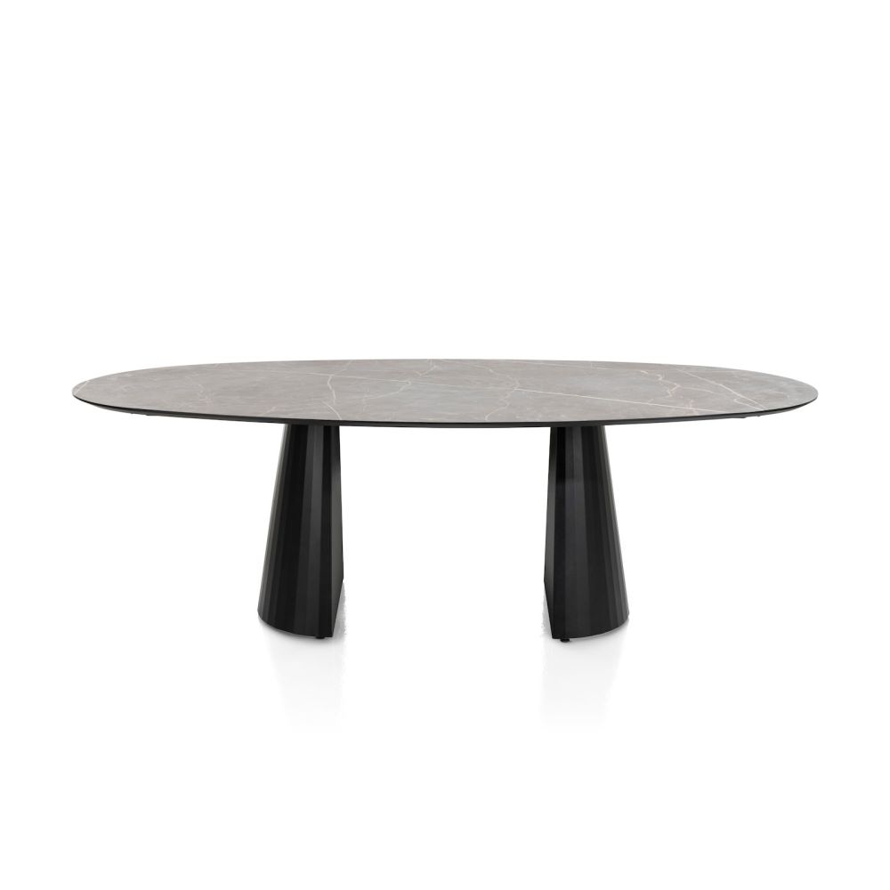 Arabax, eetkamertafel - ellips - 240 x 120 cm - Lichtgrijs