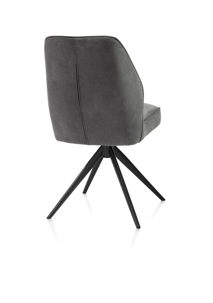 Bell, eetkamerstoel - rough off black frame - draaibaar - pocket - stof Calabria - Antraciet