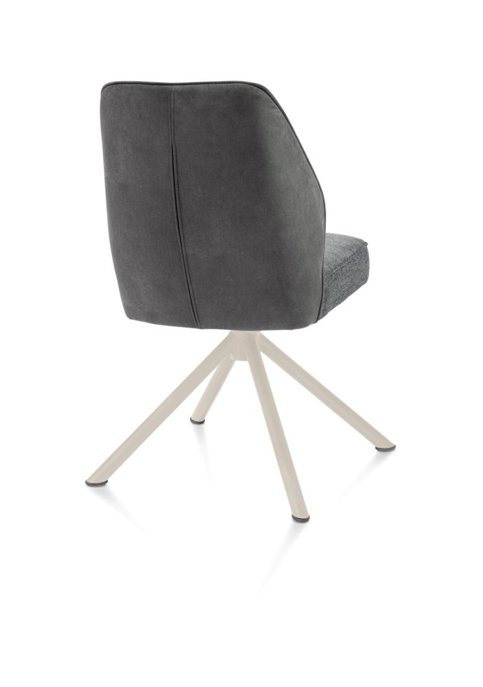 Bell, eetkamerstoel - creme frame recht - draaibaar - pocket - combi Calabria/Vada