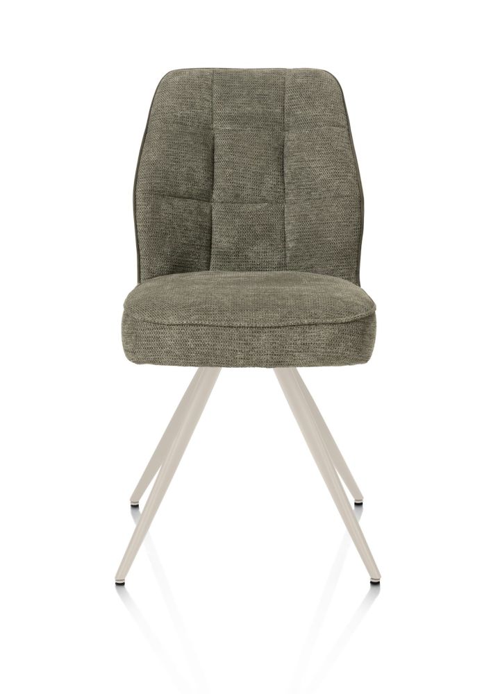 Bell, eetkamerstoel - creme frame - pocket - combi Calabria/Vada - mosgroen