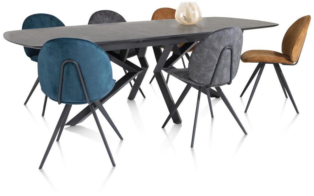 Aiko, eetkamerstoel - rough off black - stof Karese - Teal Aiko, eetkamerstoel - rough off black - stof Karese - Teal