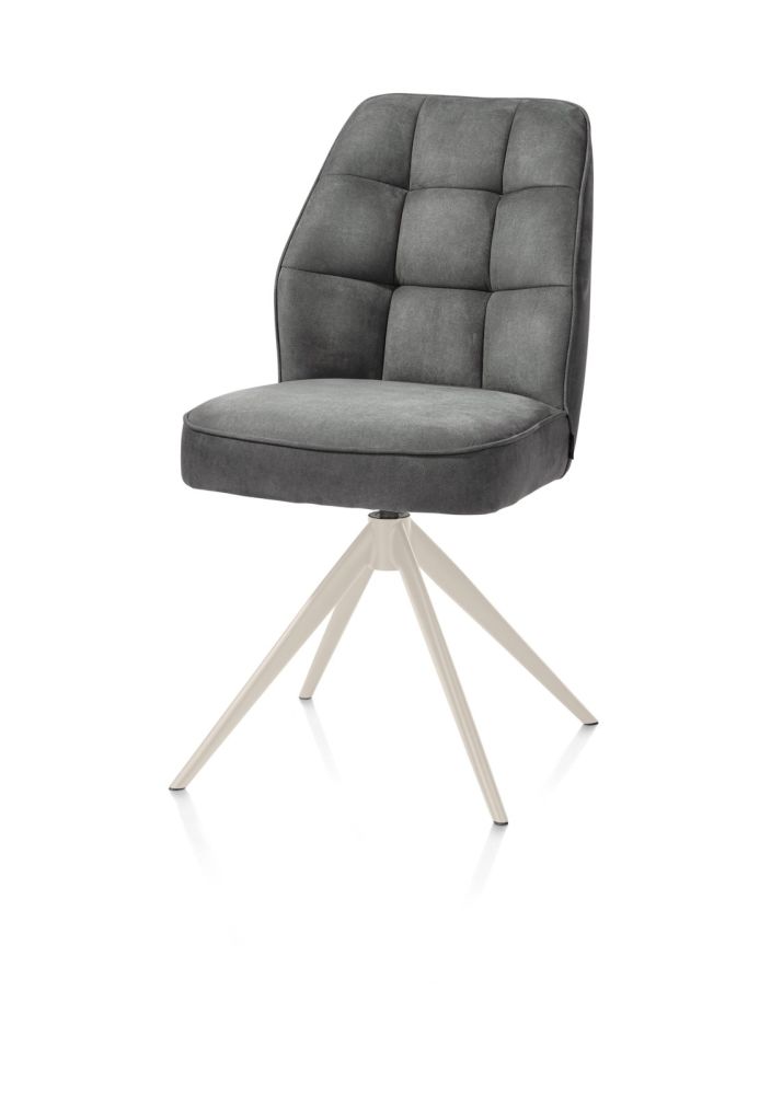 Bell, eetkamerstoel - creme frame - draaibaar - pocket - stof Calabria - Antraciet