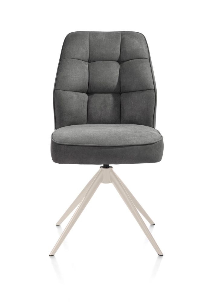 Bell, eetkamerstoel - creme frame - draaibaar - pocket - stof calabria - Antraciet