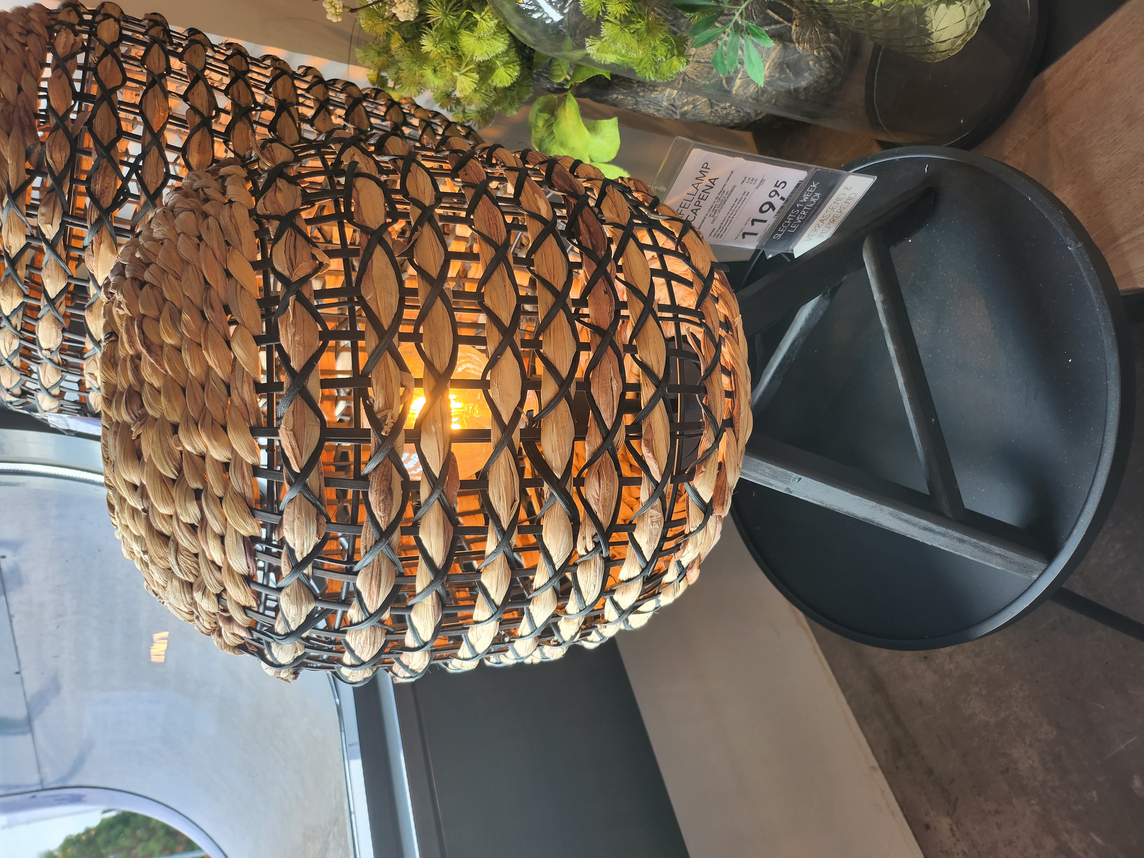 Capena 1862312 tafellamp rotan naturel+zwart