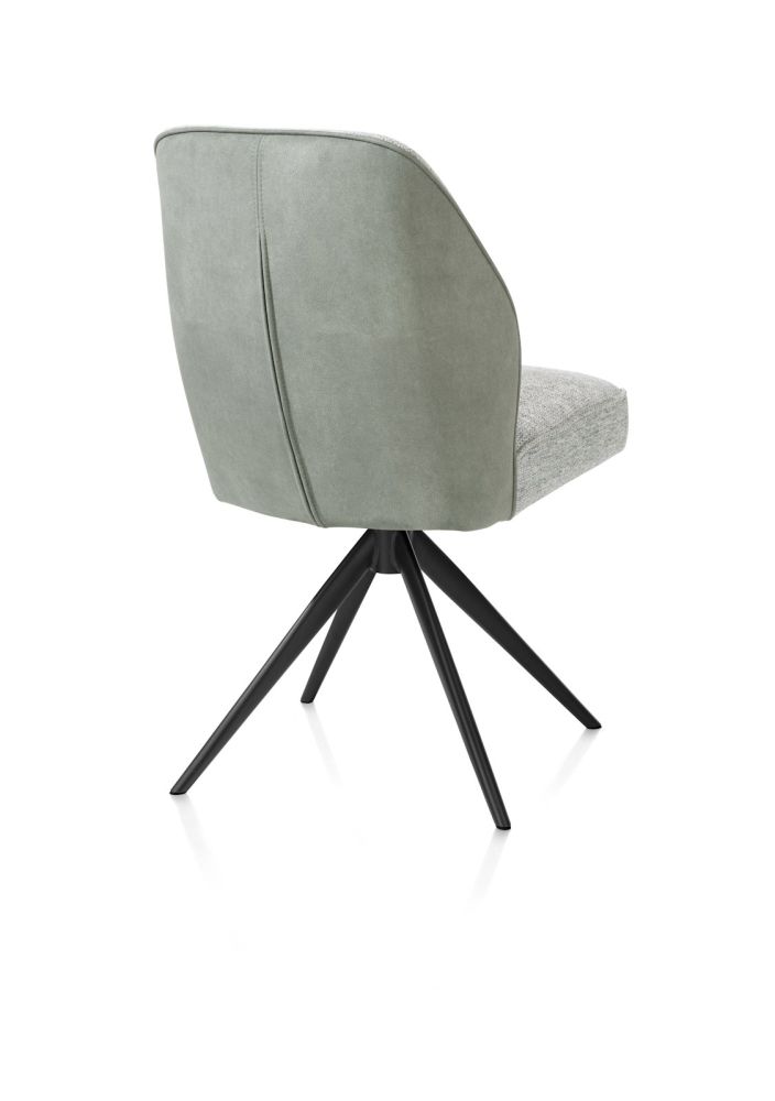 Bell, eetkamerstoel - rough off black frame - draaibaar - pocket - combi Calabria / Vada - Olijf