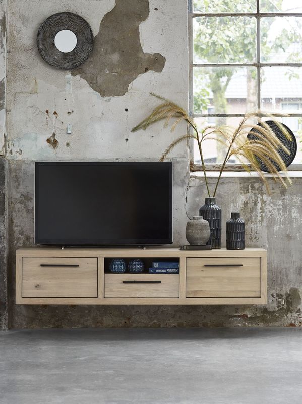 TV meubel Aleno in geborsteld eiken bisque TV meubel Aleno in geborsteld eiken bisque