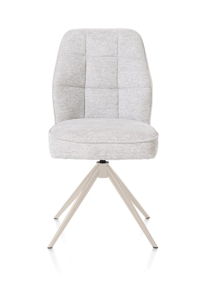 Bell, eetkamerstoel - creme frame - draaibaar - pocket - combi Calabria/Vada - Kiezel