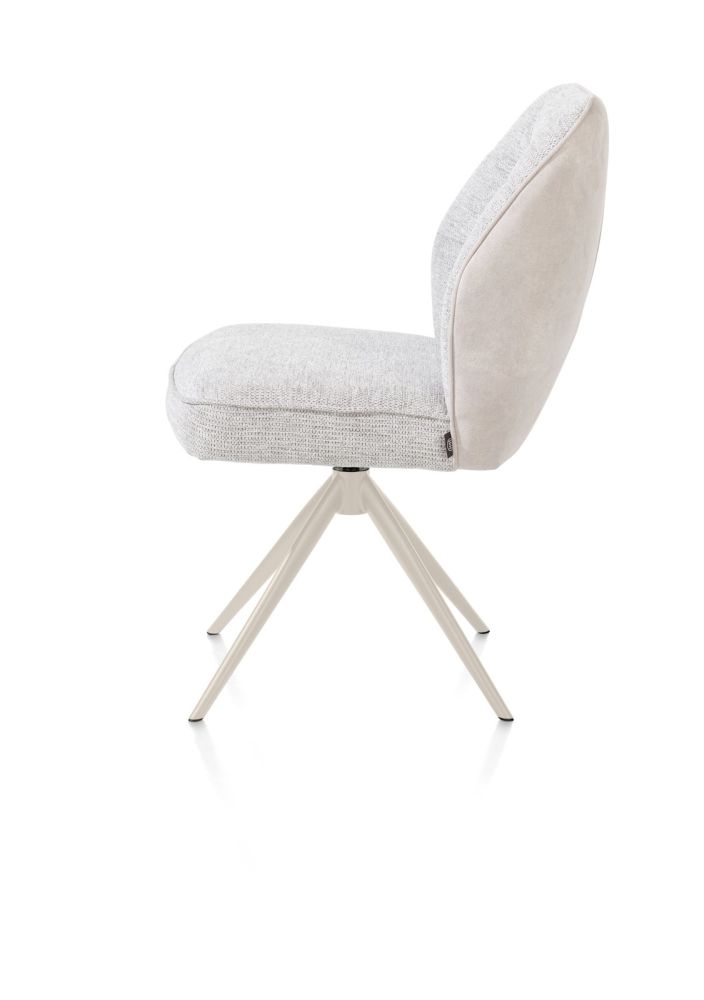 Bell, eetkamerstoel - creme frame - draaibaar - pocket - Calabria/Vada - Kiezel