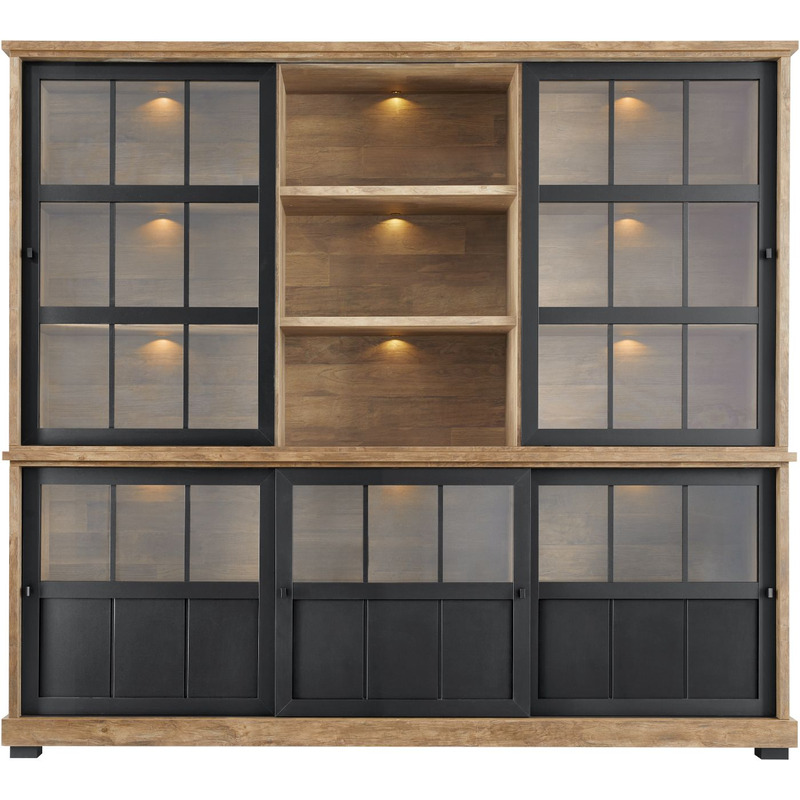 Vitrinekast Ladonia 210x233x50 cm 5 glazen schuifdeuren