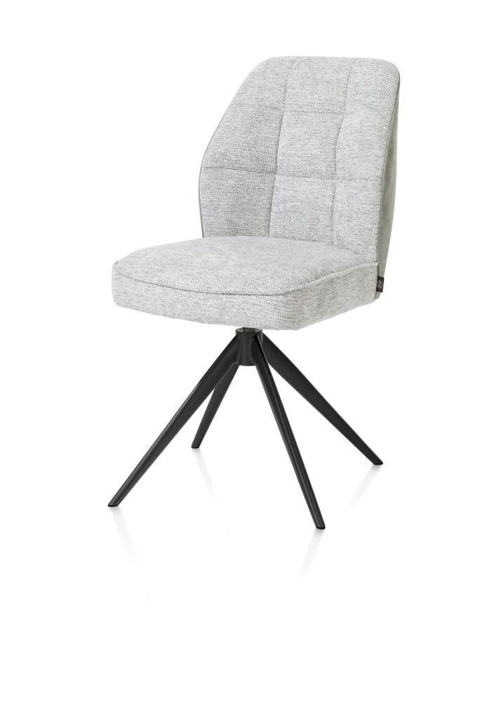 Bell, eetkamerstoel - rough off black frame - draaibaar - pocket - combi Calabria / Vada - Olijf