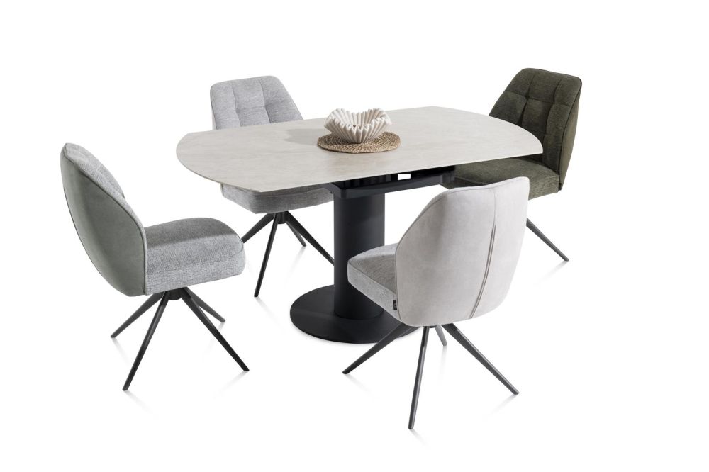 Bell, eetkamerstoel - graphiet frame - draaibaar - pocket - combi Calabria / Vada - mosgroen