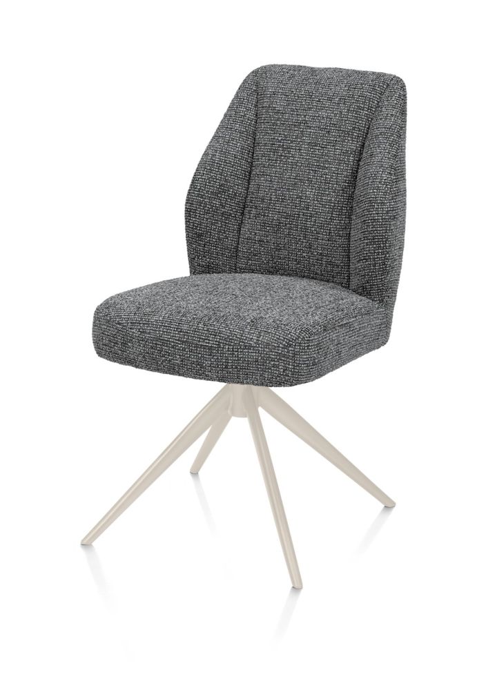 Baya, eetkamerstoel - crème - pocketvering - stof Sevilla - Antraciet