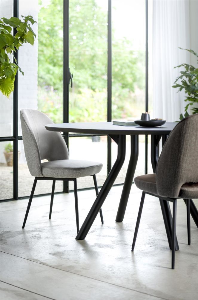 Arvada, bartafel 125 cm, rond, 4 poot - Rough off black