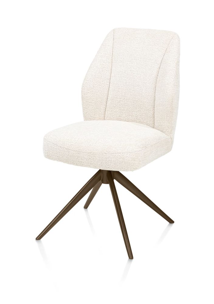 Baya, eetkamerstoel - draaibaar - steelbrown - pocketvering - stof Sevilla - Creme