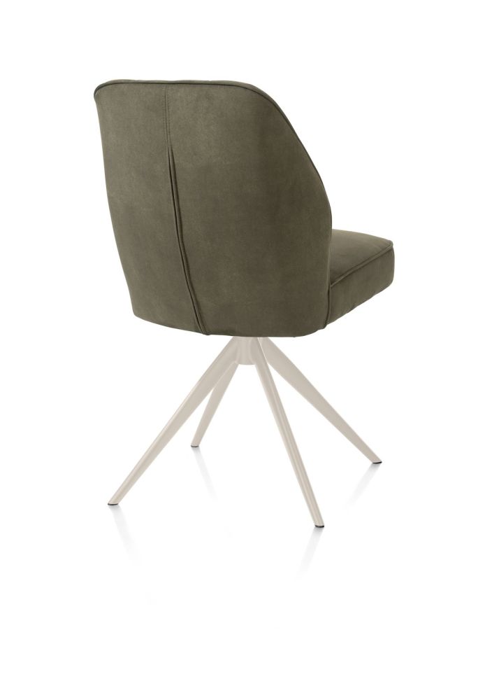Bell, eetkamerstoel - creme frame - draaibaar - pocket - stof Calabria - mosgroen