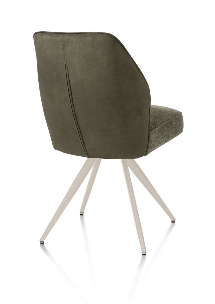 Bell, eetkamerstoel - creme frame - pocket - combi Calabria/Vada - mosgroen