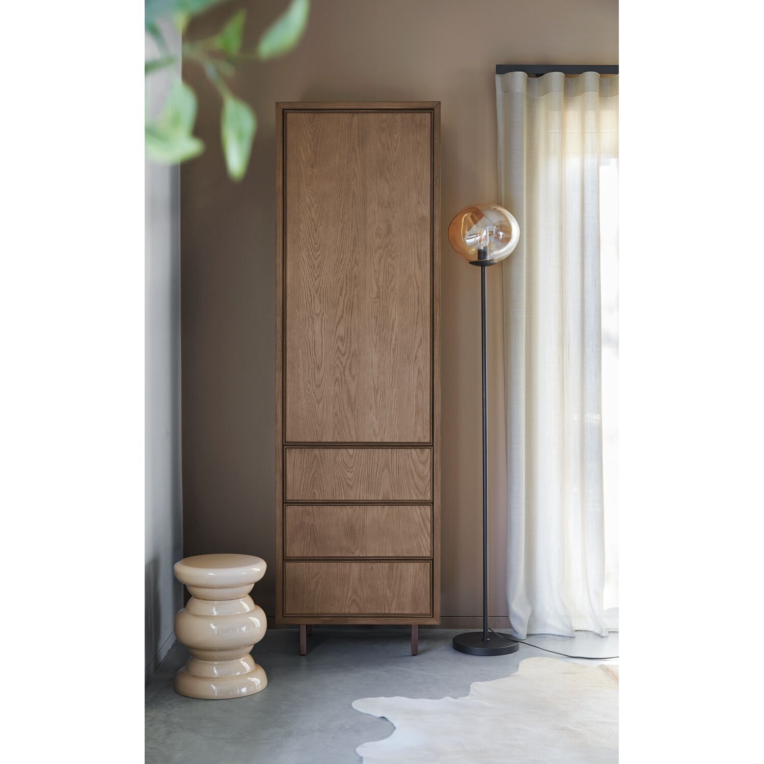Opbergkast Calvo 202x060x040 cm bruin 3 lades