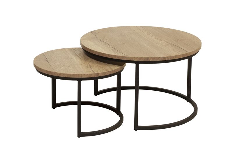 Lunata salontafel set in natur decor,frame zwart