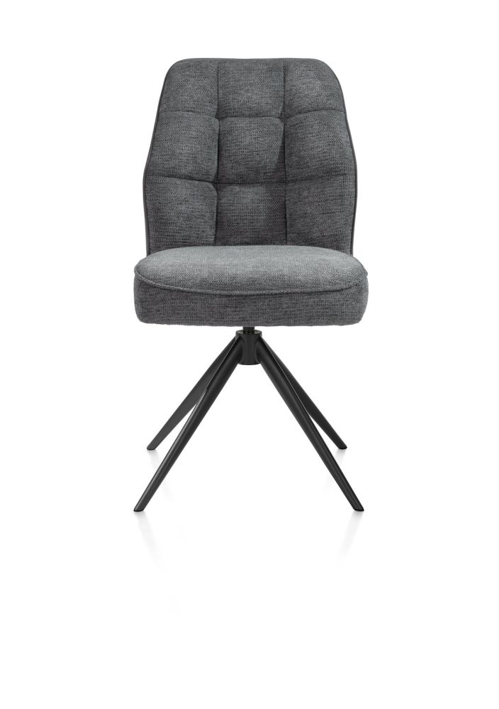 Bell, eetkamerstoel - rough off black frame - draaibaar - pocket - combi Calabria / Vada - Antraciet