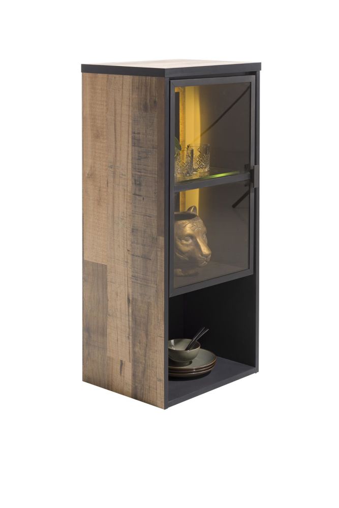 Avalon, hang- en staand mogelijk - element 45 cm - 1-glasdeur +1-niche (+ LED) - Driftwood Avalon, hang- en staand mogelijk - element 45 cm - 1-glasdeur +1-niche (+ LED) - Driftwood