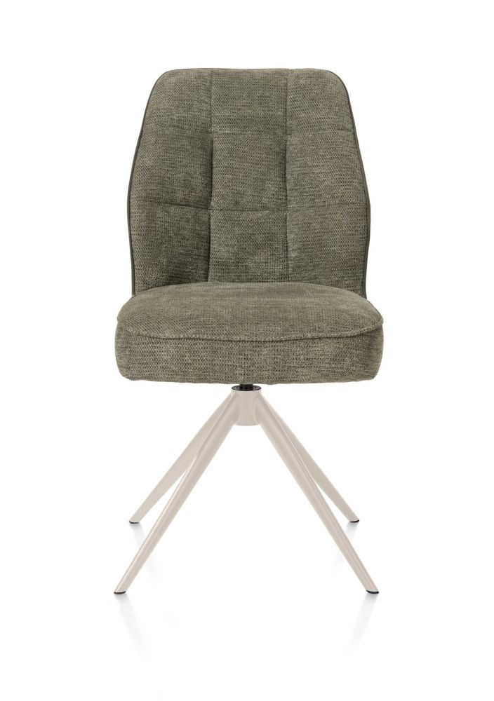 Bell, eetkamerstoel - creme frame - draaibaar - pocket - combi Calabria/Vada - mosgroen