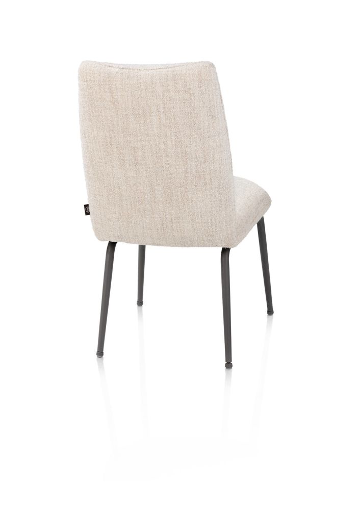 Bovina, eetkamerstoel - stof Luton + nosag - frame grafiet - Creme