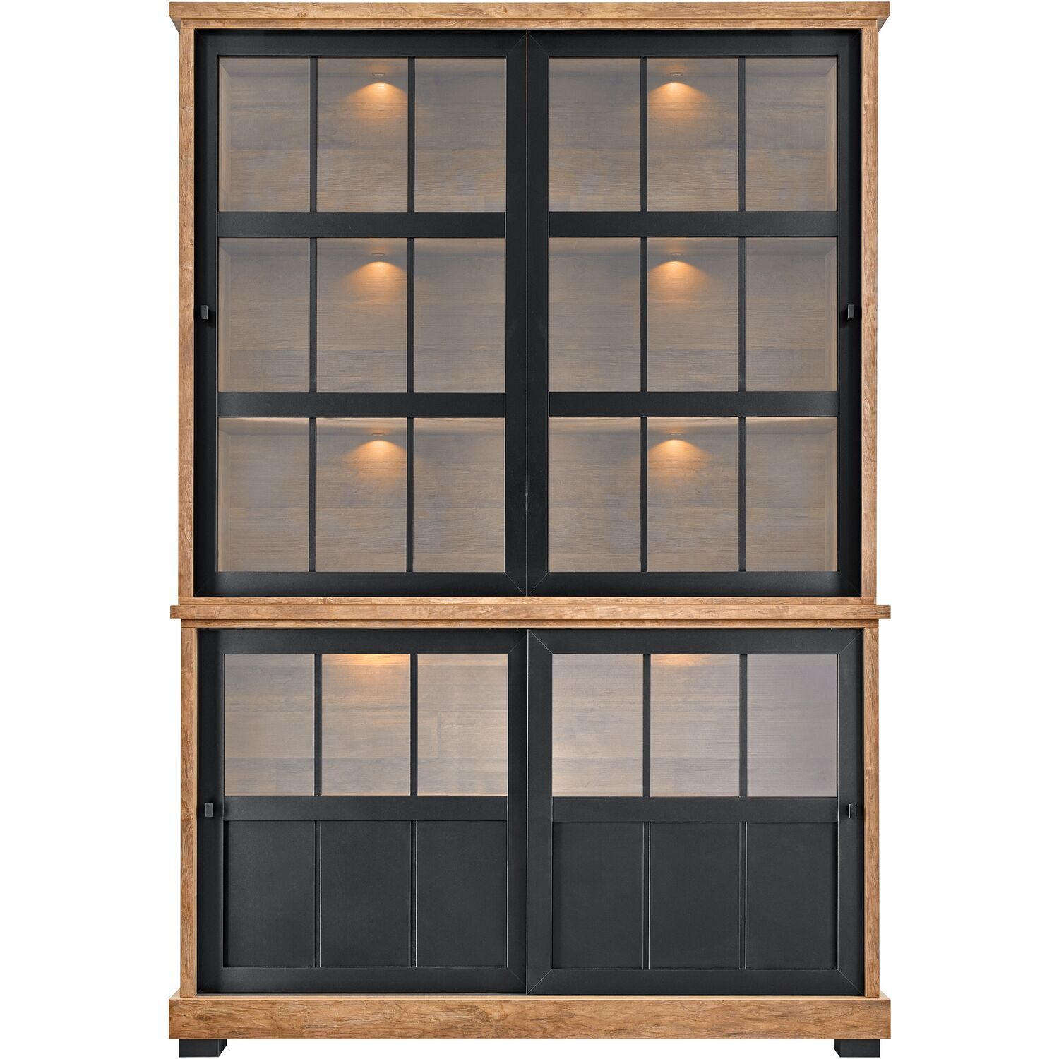 Vitrinekast Ladonia 210x143x50 cm 4 glazen schuifdeuren