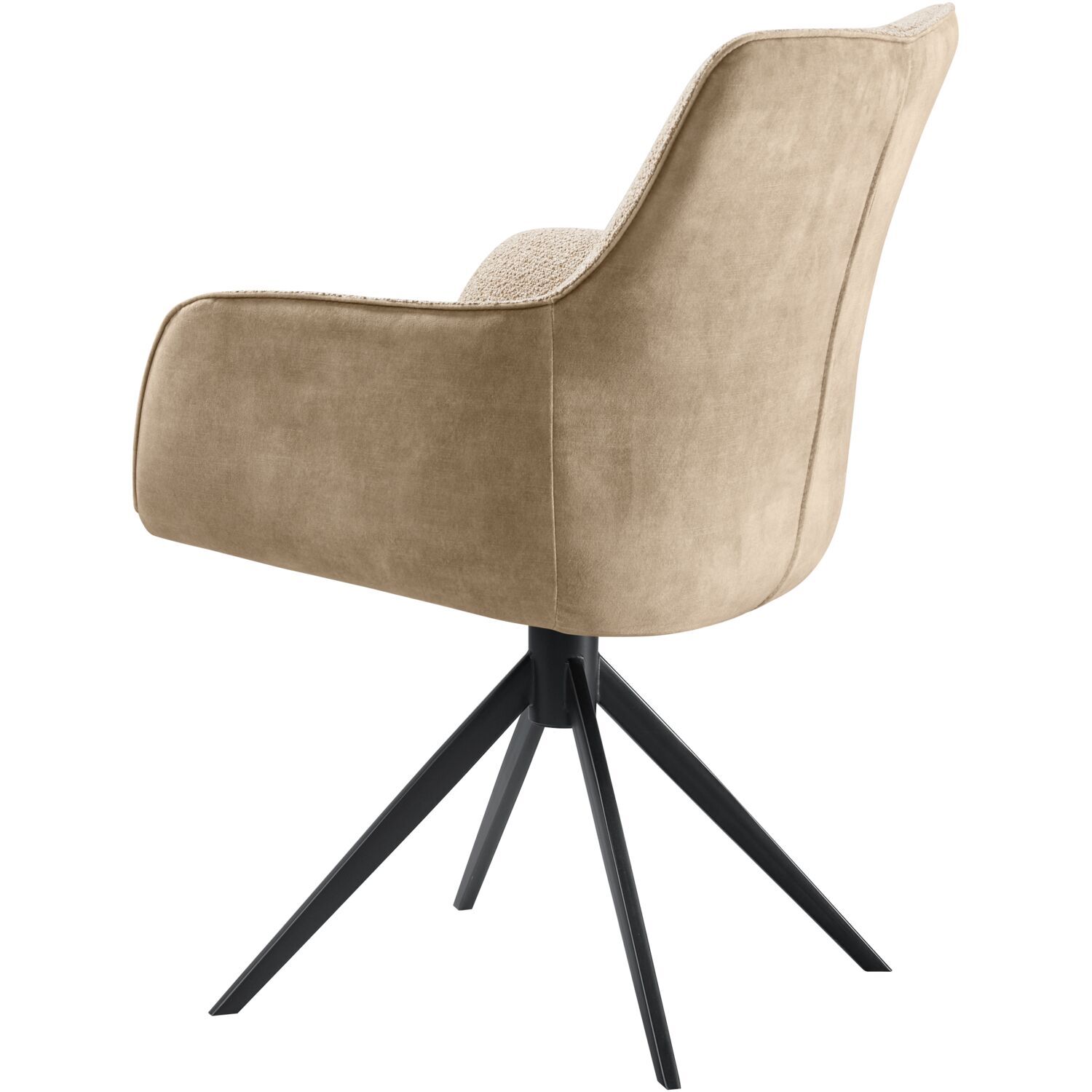 Eetkamerstoel Ceno met armleuning draaibaar combi stof beige