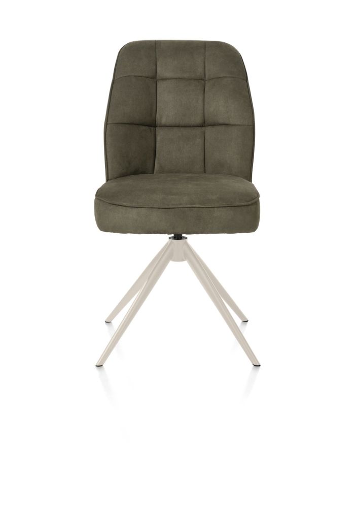 Bell, eetkamerstoel - creme frame - draaibaar - pocket - stof Calabria - mosgroen