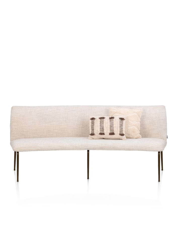 Bovina, eetkamerbankje 210 cm - stof Luton - frame steelbrown - Creme