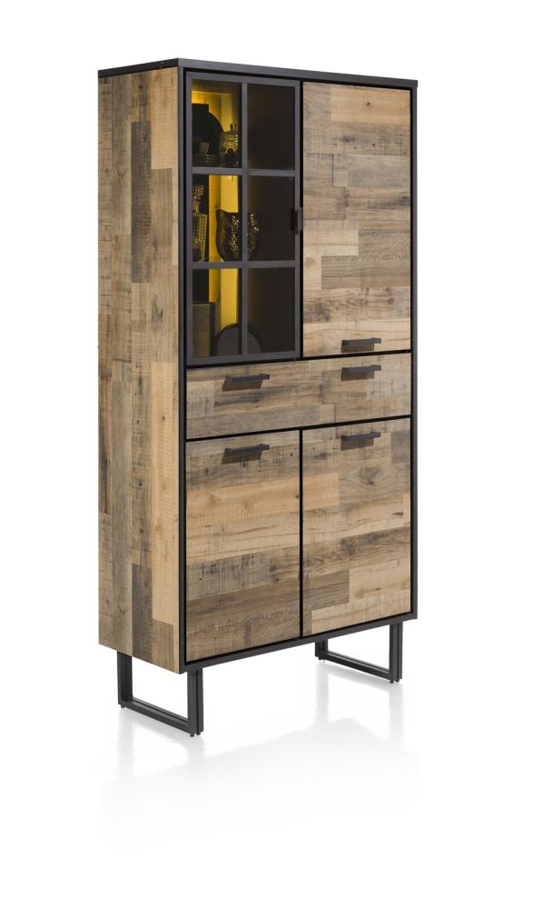 Avalon, bergkast 96 cm - 3-deuren + 1-lade + 1-glasdeur (+ LED) - Driftwood Avalon, bergkast 96 cm - 3-deuren + 1-lade + 1-glasdeur (+ LED) - Driftwood