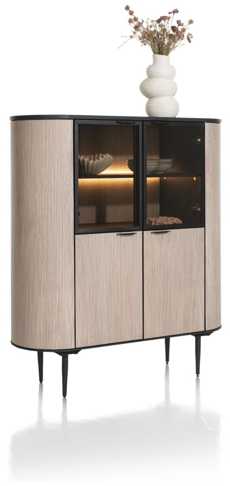 Aramon, highboard 125 cm. - 2-deuren + 2-glasdeuren (+ LED) Aramon, highboard 125 cm. - 2-deuren + 2-glasdeuren (+ LED)