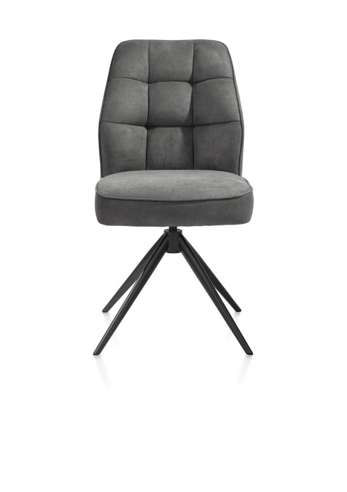 Bell, eetkamerstoel - rough off black frame - draaibaar - pocket - stof Calabria - Antraciet