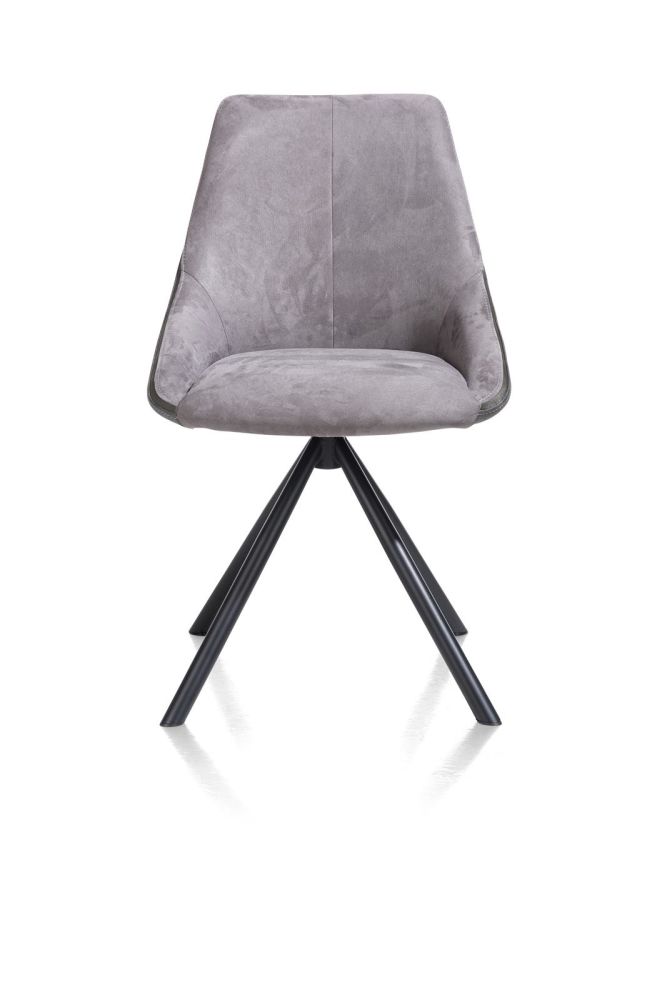 Arwen, eetkamerstoel zwart frame 4-poots + combi stof Savannah / Pala - Steel Grey