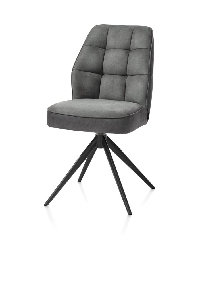 Bell, eetkamerstoel - rough off black frame - draaibaar - pocket - stof Calabria - Antraciet