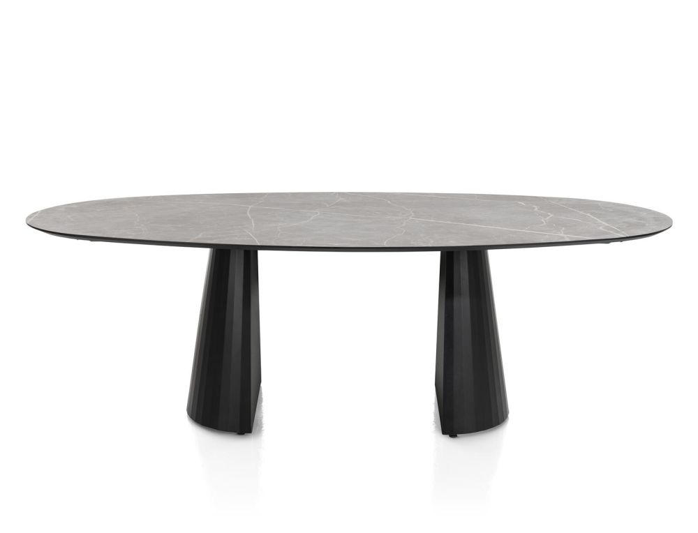 Arabax, eetkamertafel - ellips - 240 x 120 cm - Lichtgrijs