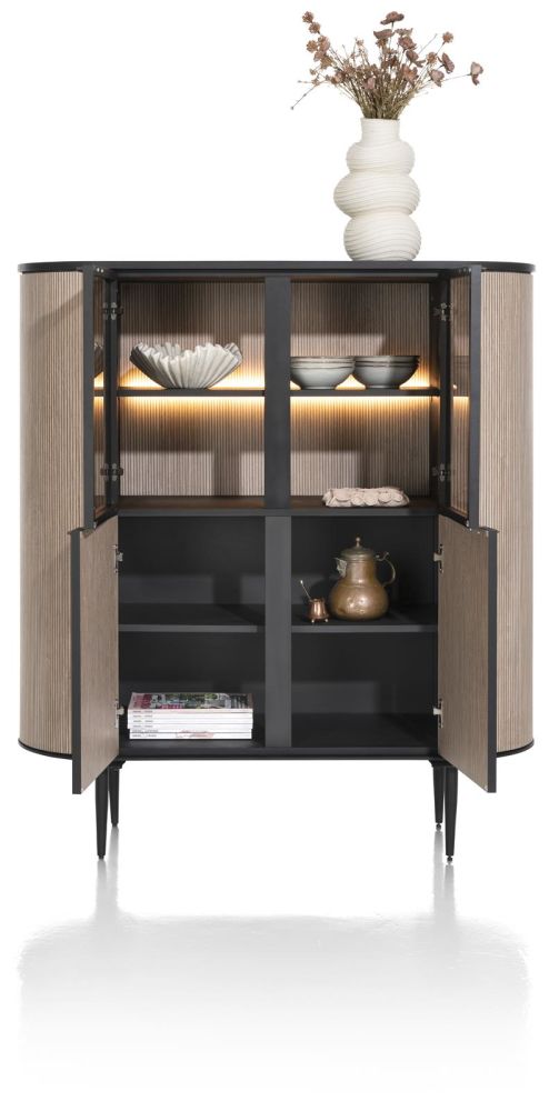 Aramon, highboard 125 cm. - 2-deuren + 2-glasdeuren (+ LED) Aramon, highboard 125 cm. - 2-deuren + 2-glasdeuren (+ LED)