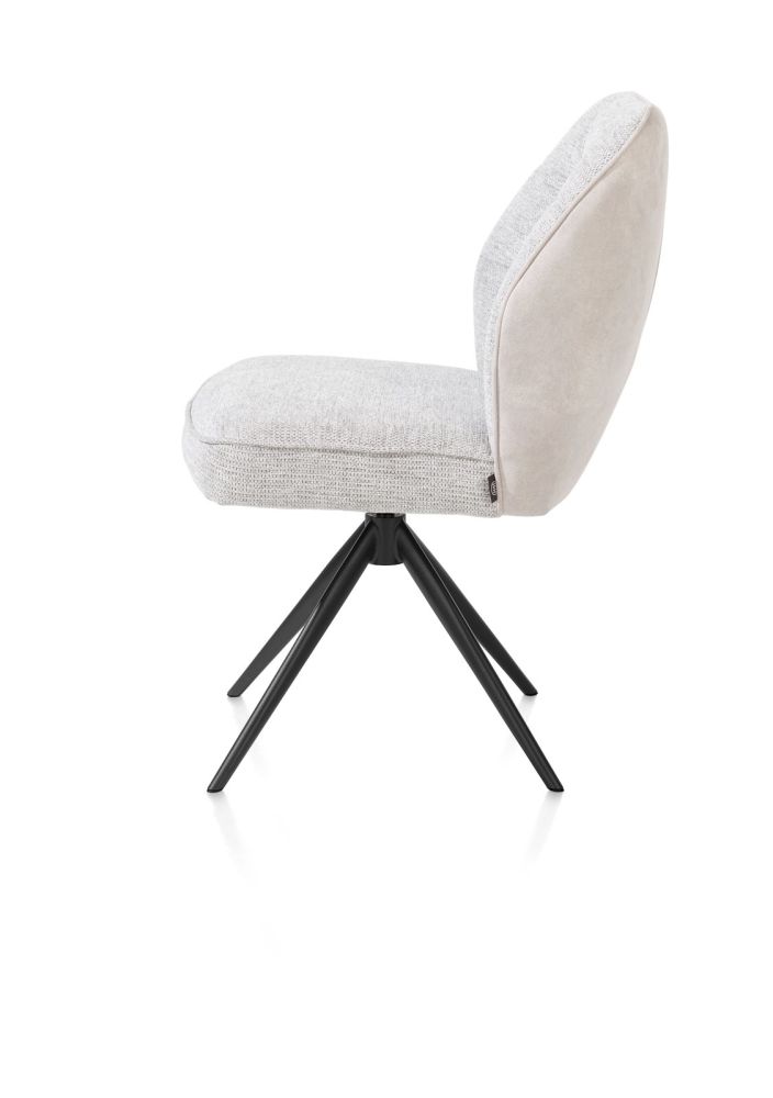 Bell, eetkamerstoel - rough off black frame - draaibaar - pocket - combi Calabria / Vada - Kiezel
