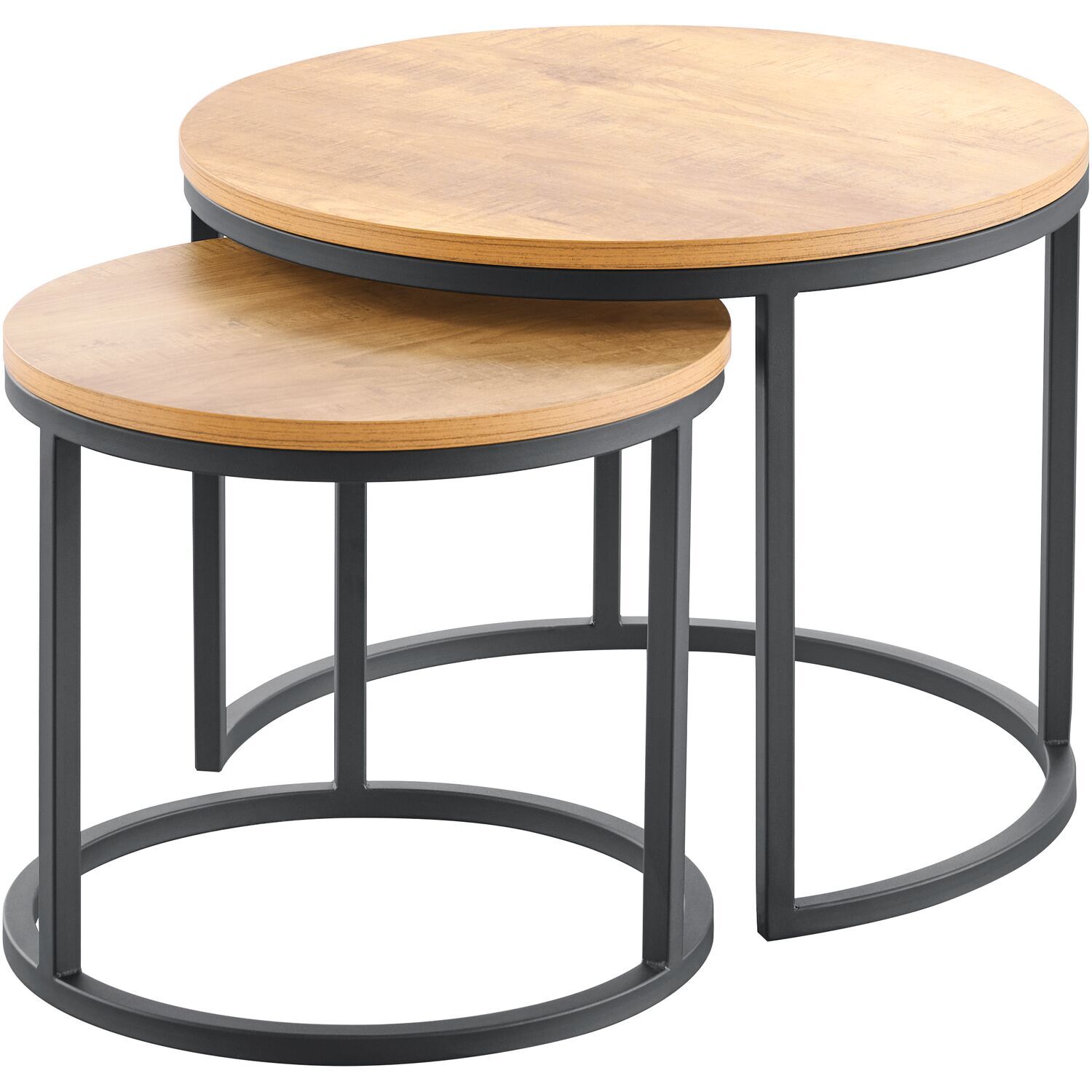 Bijzettafelset Budrio lichtbruin 45 en 60 cm rond