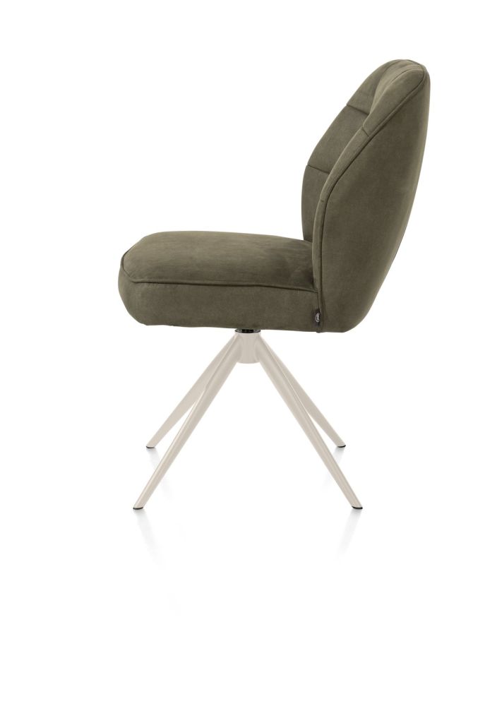 Bell, eetkamerstoel - creme frame - draaibaar - pocket - stof Calabria - mosgroen