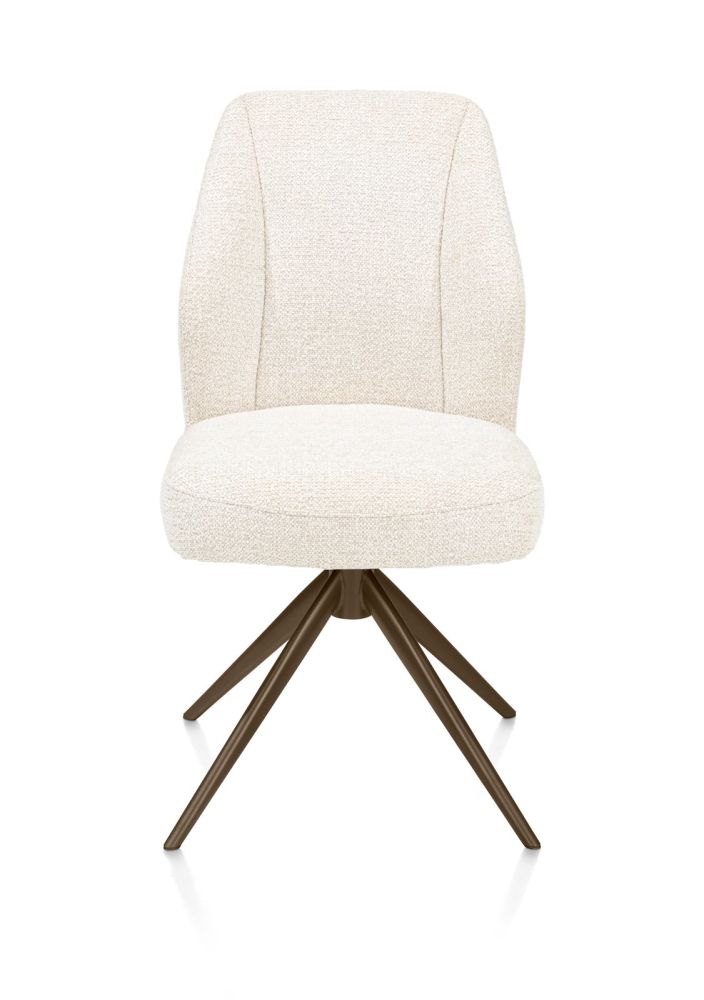 Baya, eetkamerstoel - draaibaar - steelbrown - pocketvering - stof Sevilla - Creme