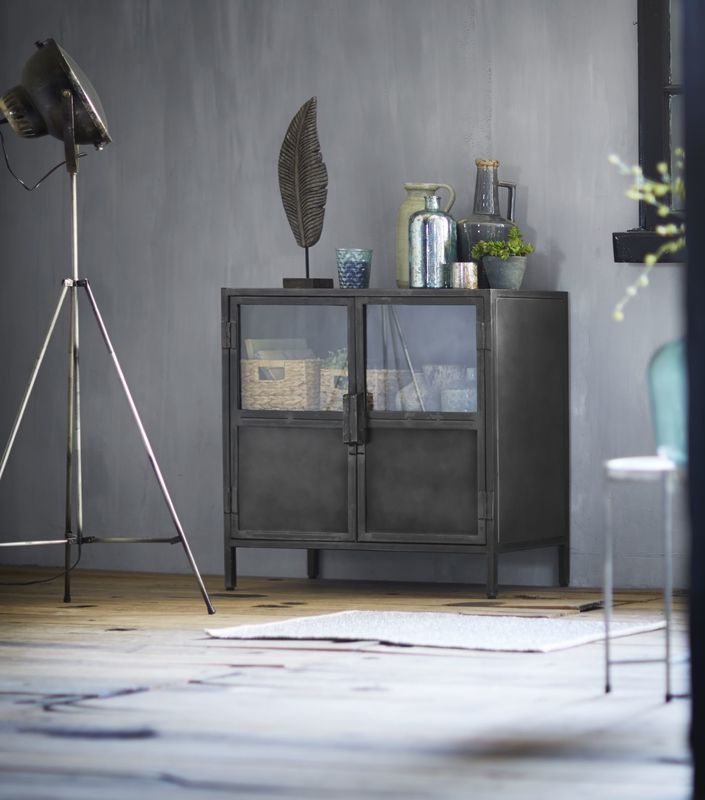 Opbergkast Carpino (90 Cm) metaal glas